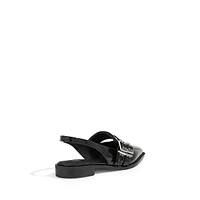 Ichika Buckle-Strap Patent Sling-Back Pumps