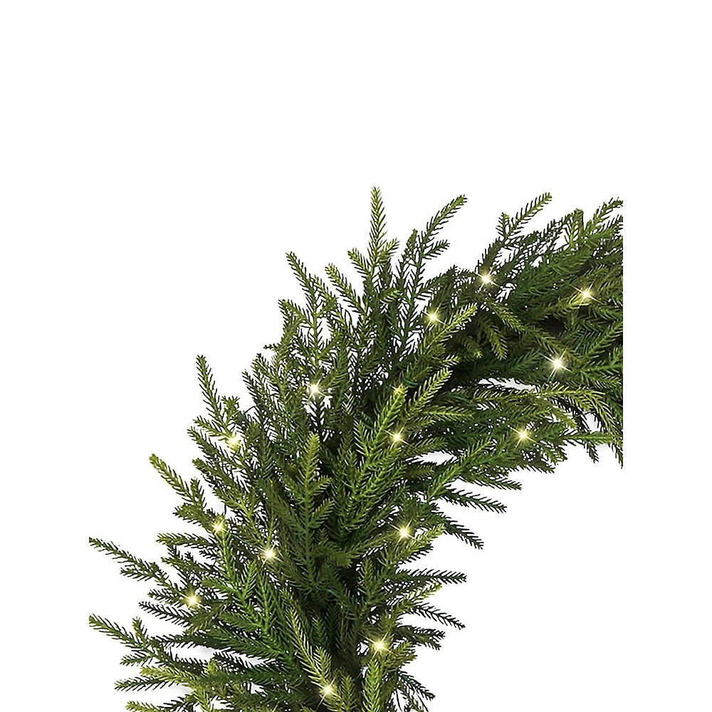 Greenery 30-Inch Prelit Soft Touch Spruce Wreath With 50 Battery Operated Microdot LED Lights & Timer