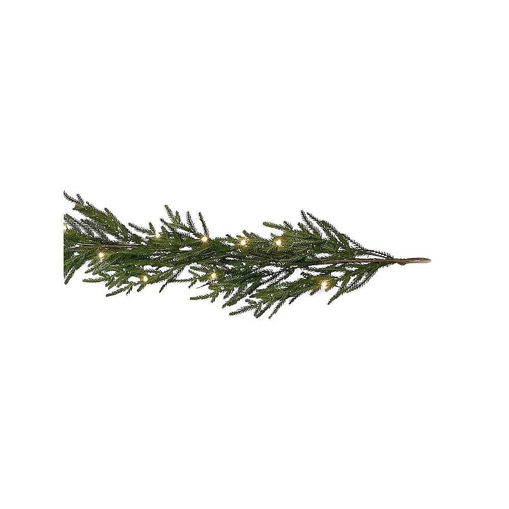 9ft Prelit Soft Touch Spruce Garland with 50 Battery Operated Microdot LED Lights & Timer