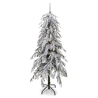 Épinette fournie, floquée et illuminée en pot avec lumières à DEL concaves rameaux mixtes