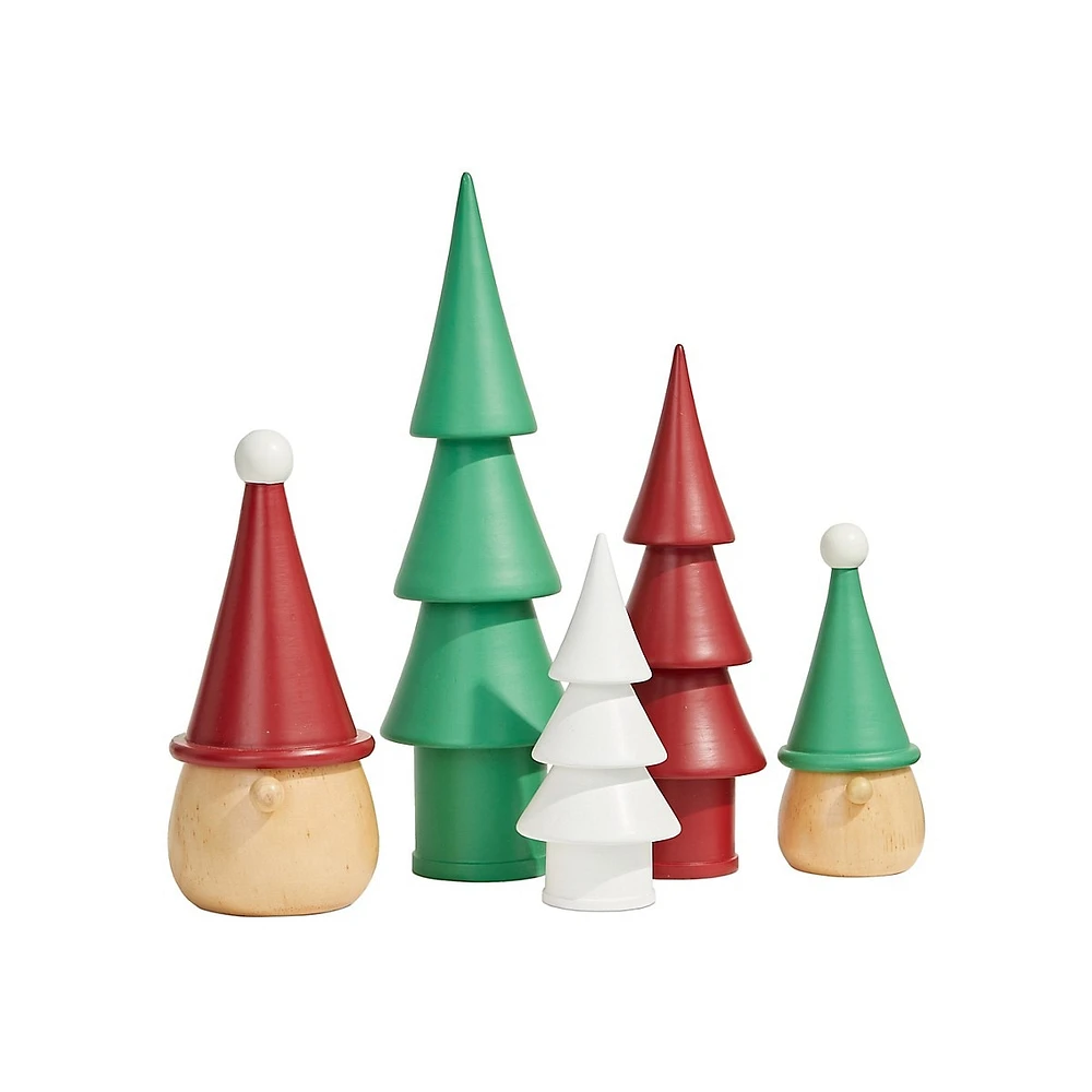 Last Christmas Set of 5 Wooden Trees & Gnomes