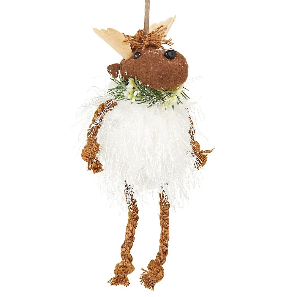 Woodland Sparkle Felt Moose with Faux Fur Trim Ornament