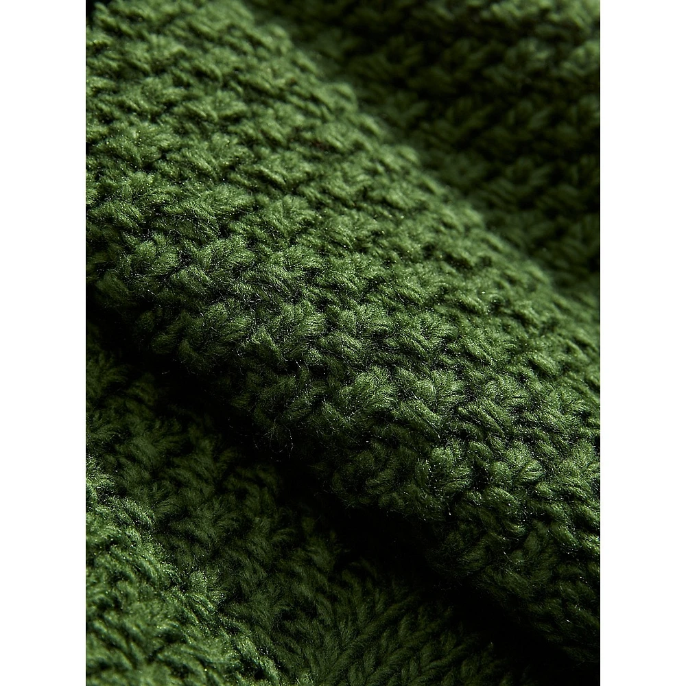 Home For The Holidays Green Cable Knit Throw