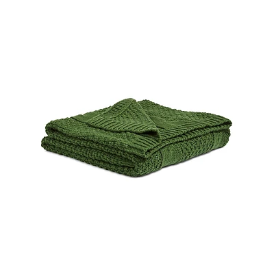 Home For The Holidays Green Cable Knit Throw