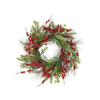 Home For The Holidays 28-Inch Green Wreath With Red Berries