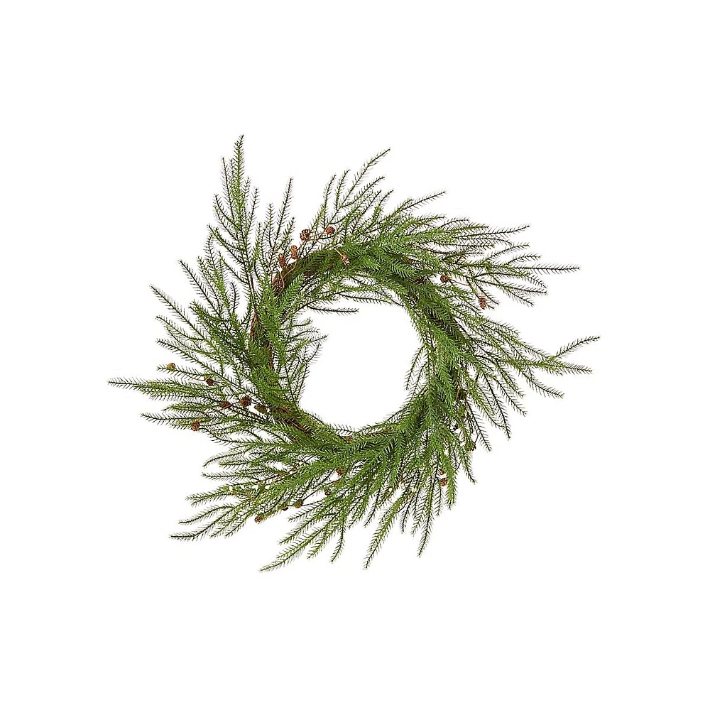 Woodland Sparkle 35-Inch Green Rattan Wreath