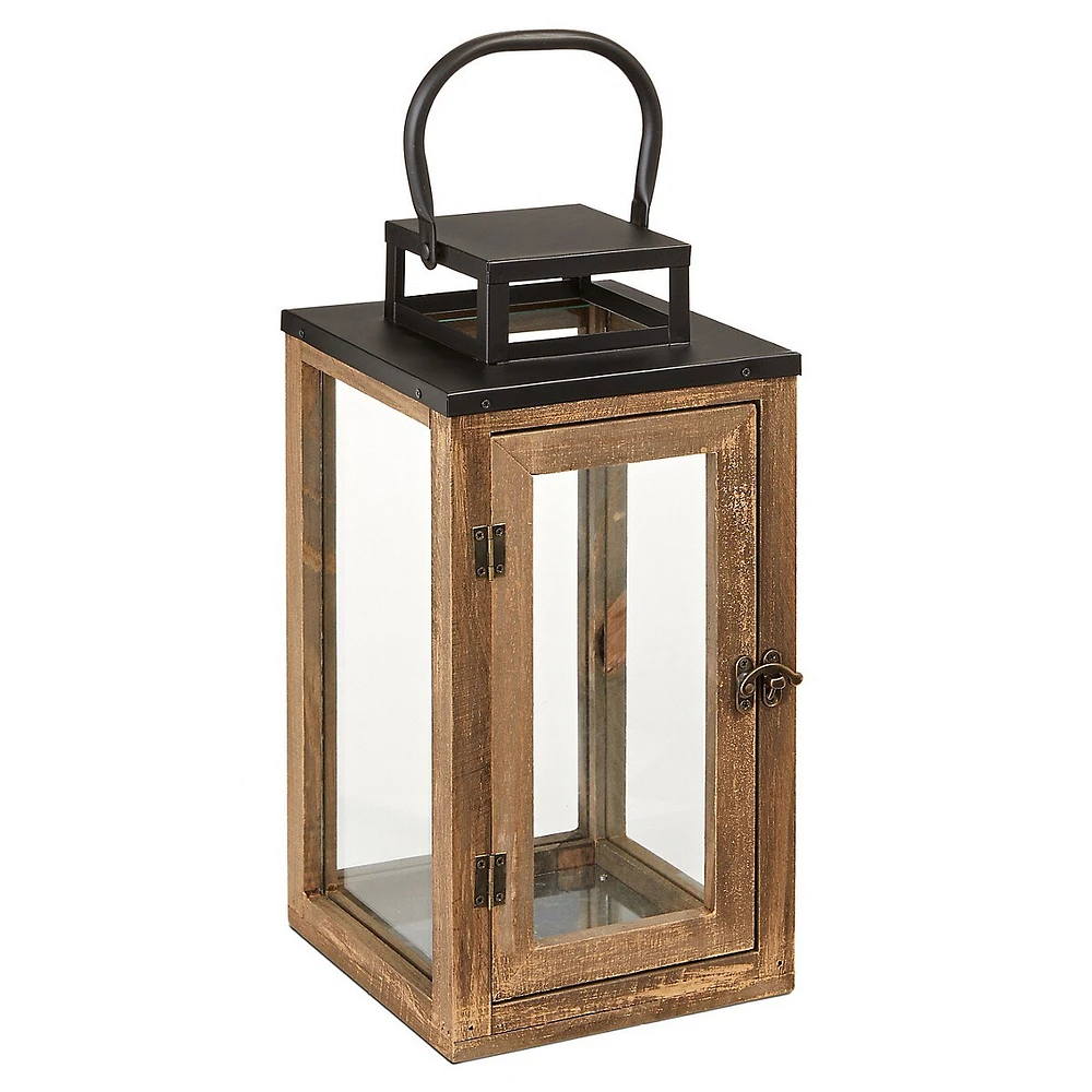 Woodland Sparkle 13.5-Inch Natural Wooden Lantern