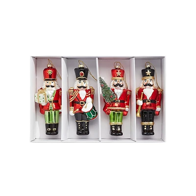 Home For The Holidays Set of 4 Glass Nutcracker Ornaments