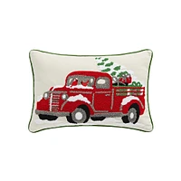 Home For The Holidays 18-Inch Red Truck Cushion