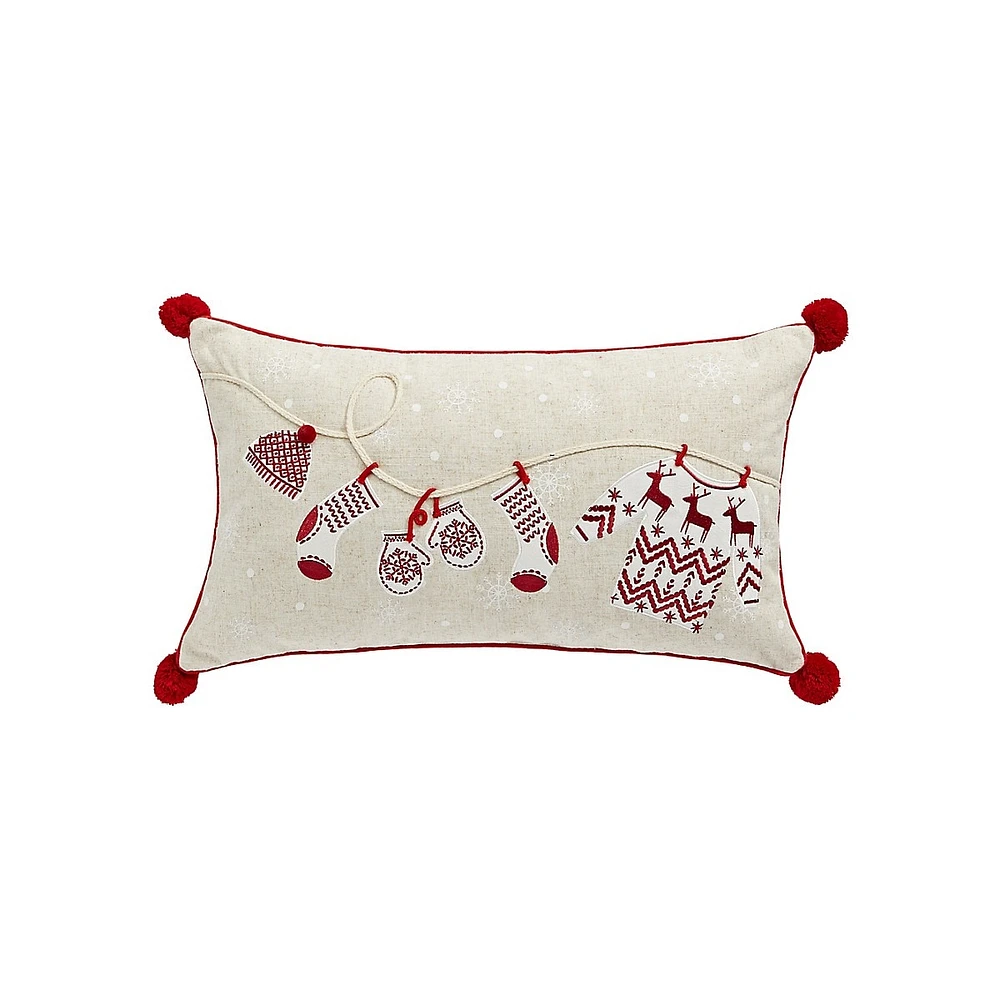 Home For The Holidays 24-Inch Holiday Christmas Cushion