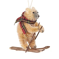 Home For The Holidays Sisal Bear with Skis Ornament