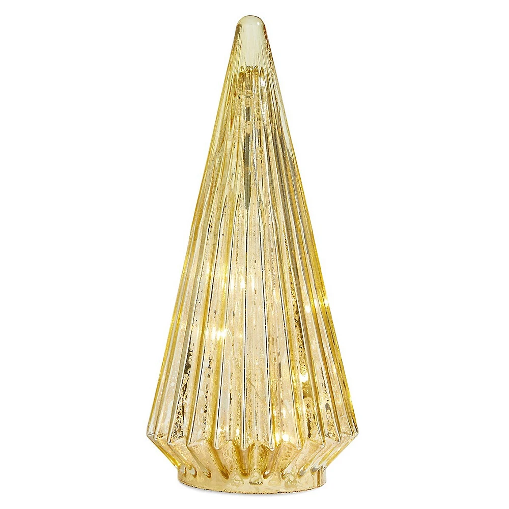 Woodland Sparkle 9.75-Inch Antique Silver LED Glass Tree Décor