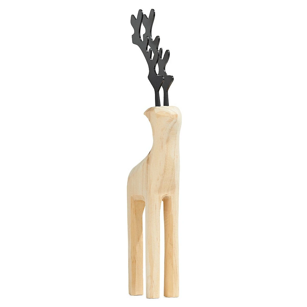 Renne en bois naturel Les fêtes en famille