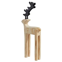 Home For The Holidays 11-Inch Natural Reindeer Wood Décor