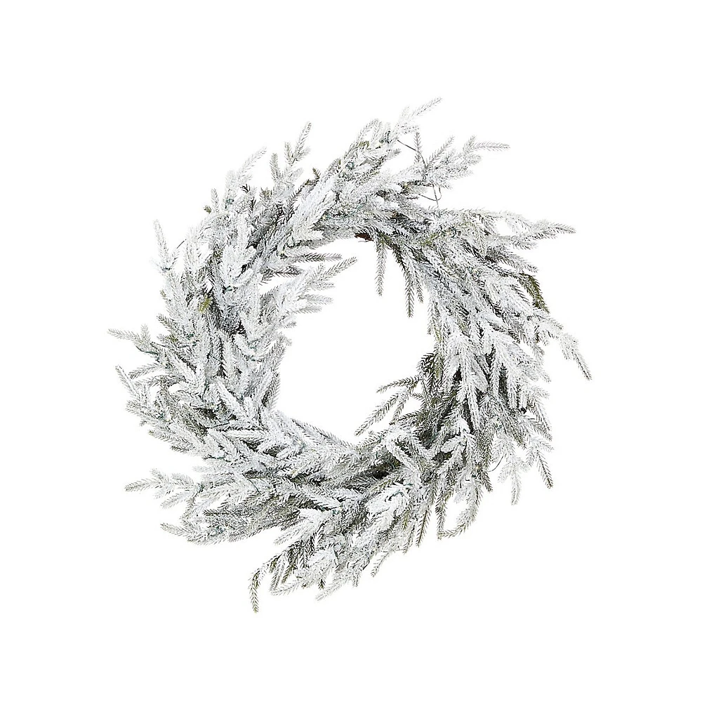 Woodland Sparkle 20-Inch Frosted LED Wreath With Pinecones