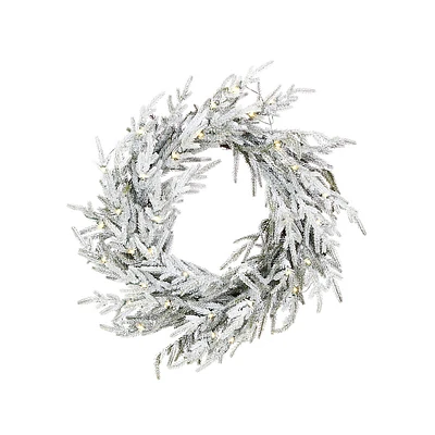 Woodland Sparkle 20-Inch Frosted LED Wreath With Pinecones