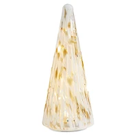 Woodland Sparkle LED Glass Cone Décor