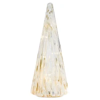 Woodland Sparkle LED Glass Cone Décor