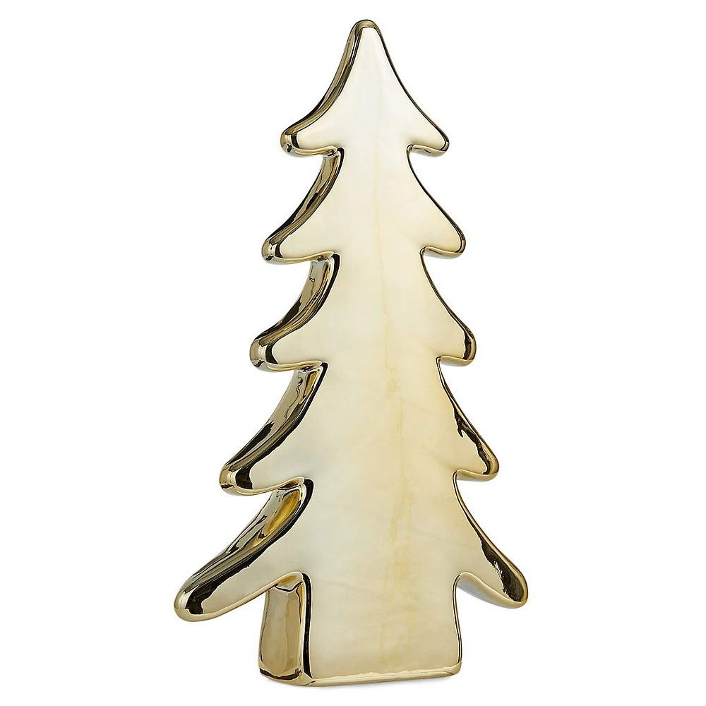 Arbre en céramique lustrée Les fêtes en famille, 30 cm