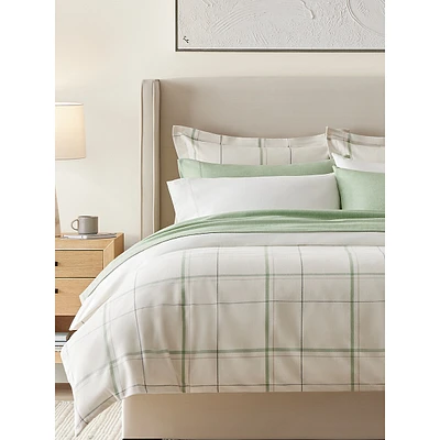 Winter Green Luxe European Cotton Flannel Duvet Cover Set