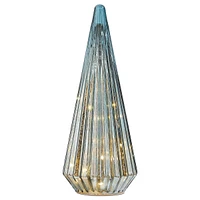 Midnight Lights 12.75-Inch Navy Glass LED Tree Cone