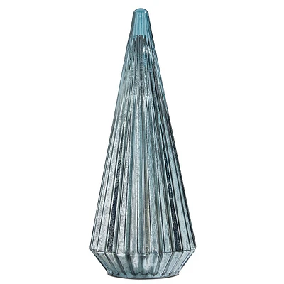 Midnight Lights 12.75-Inch Navy Glass LED Tree Cone