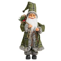 Woodland Sparkle Green Hat Santa with Gifts