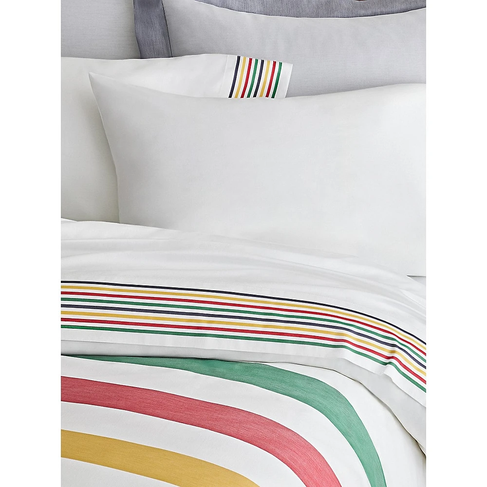 Ensemble de draps en satin coton à revers multirayures