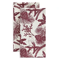 Ensemble de 2 serviettes de table des fêtes à motif d'oiseau rétro