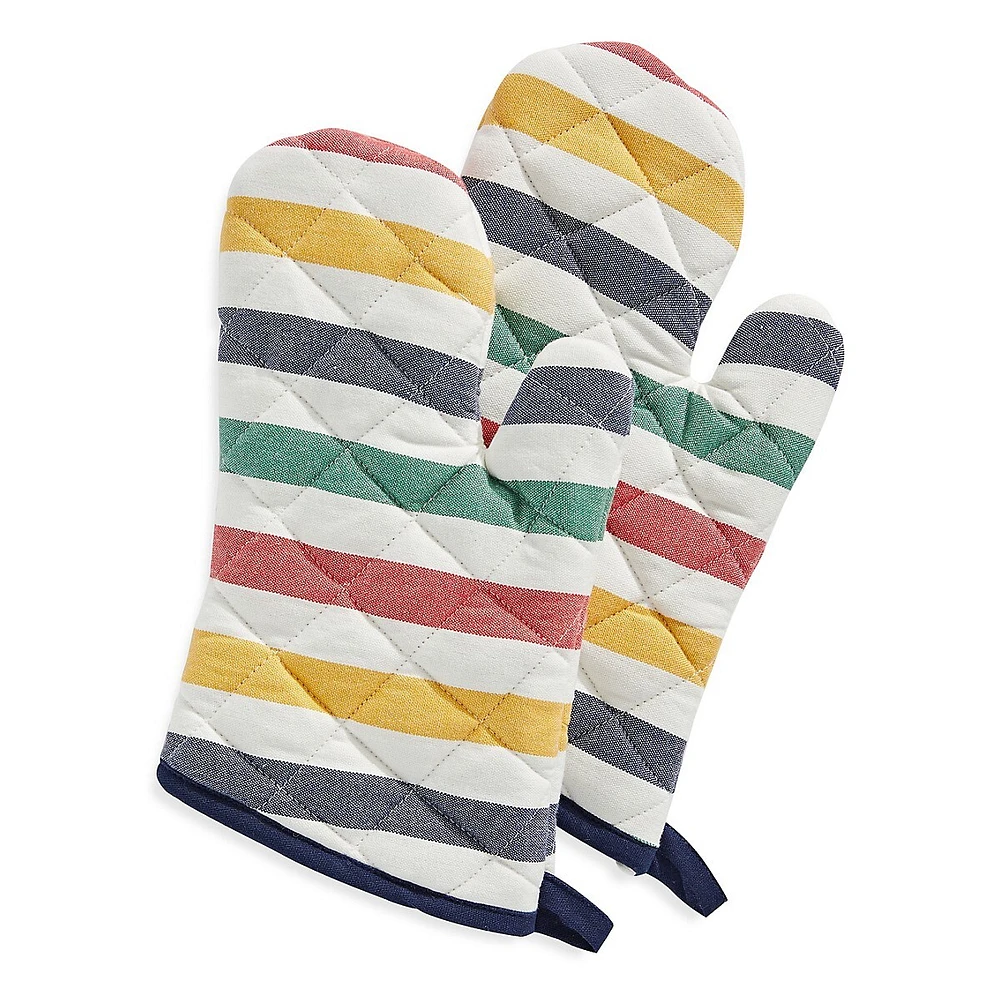 2-Piece Multistripe Oven Mitts Set