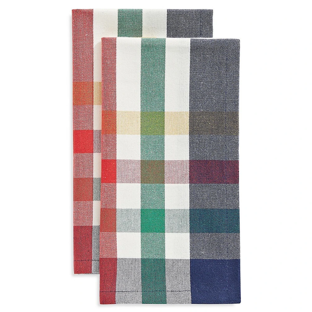 2-Piece Multistripe Plaid Napkins Set