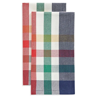 2-Piece Multistripe Plaid Napkins Set