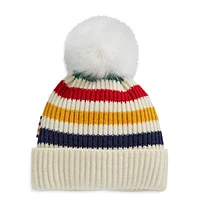 Silverlake Navy Multistripe Pom Pom Toque