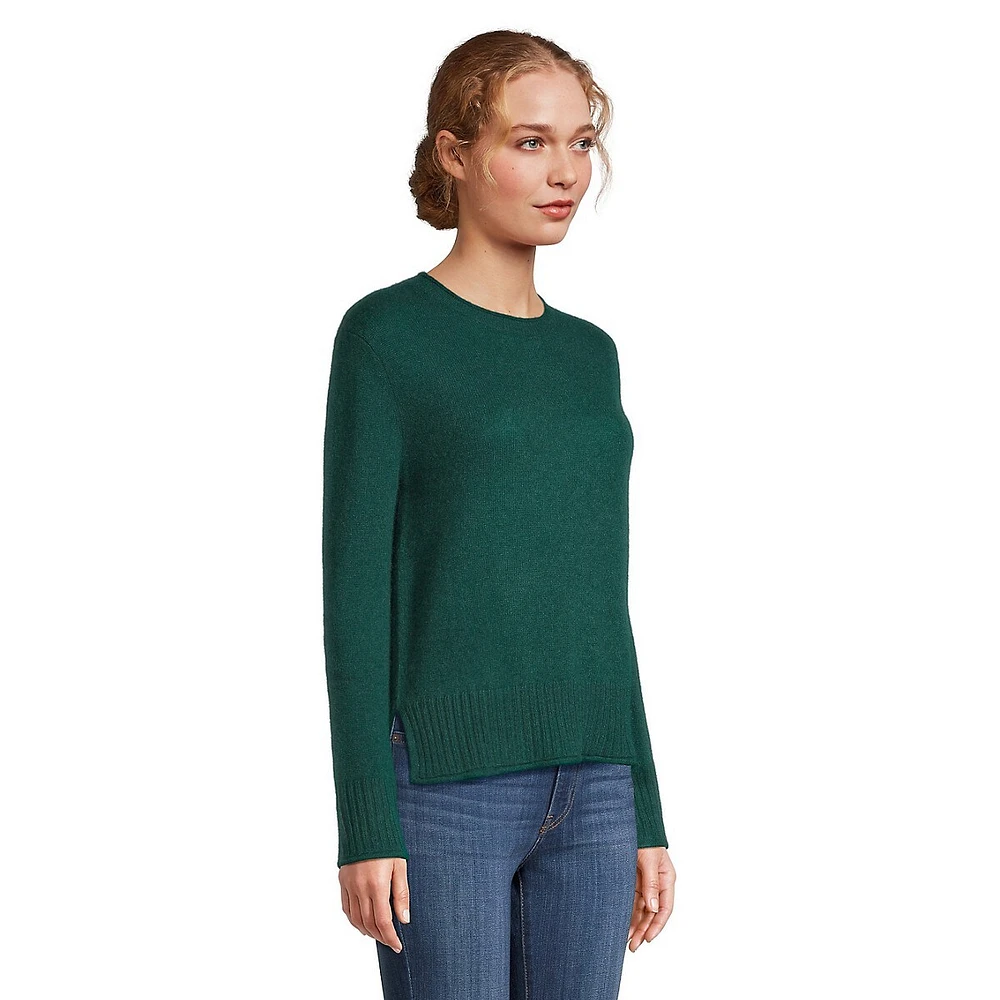 Cashmere Rolled-Crewneck Sweater