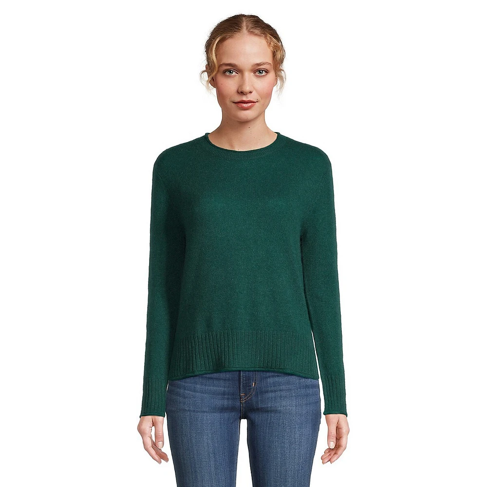 Cashmere Rolled-Crewneck Sweater