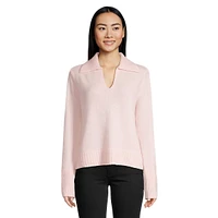 Cashmere Open-Neck Polo Sweater