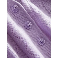 Cashmere Pointelle Puff-Shoulder Cardigan