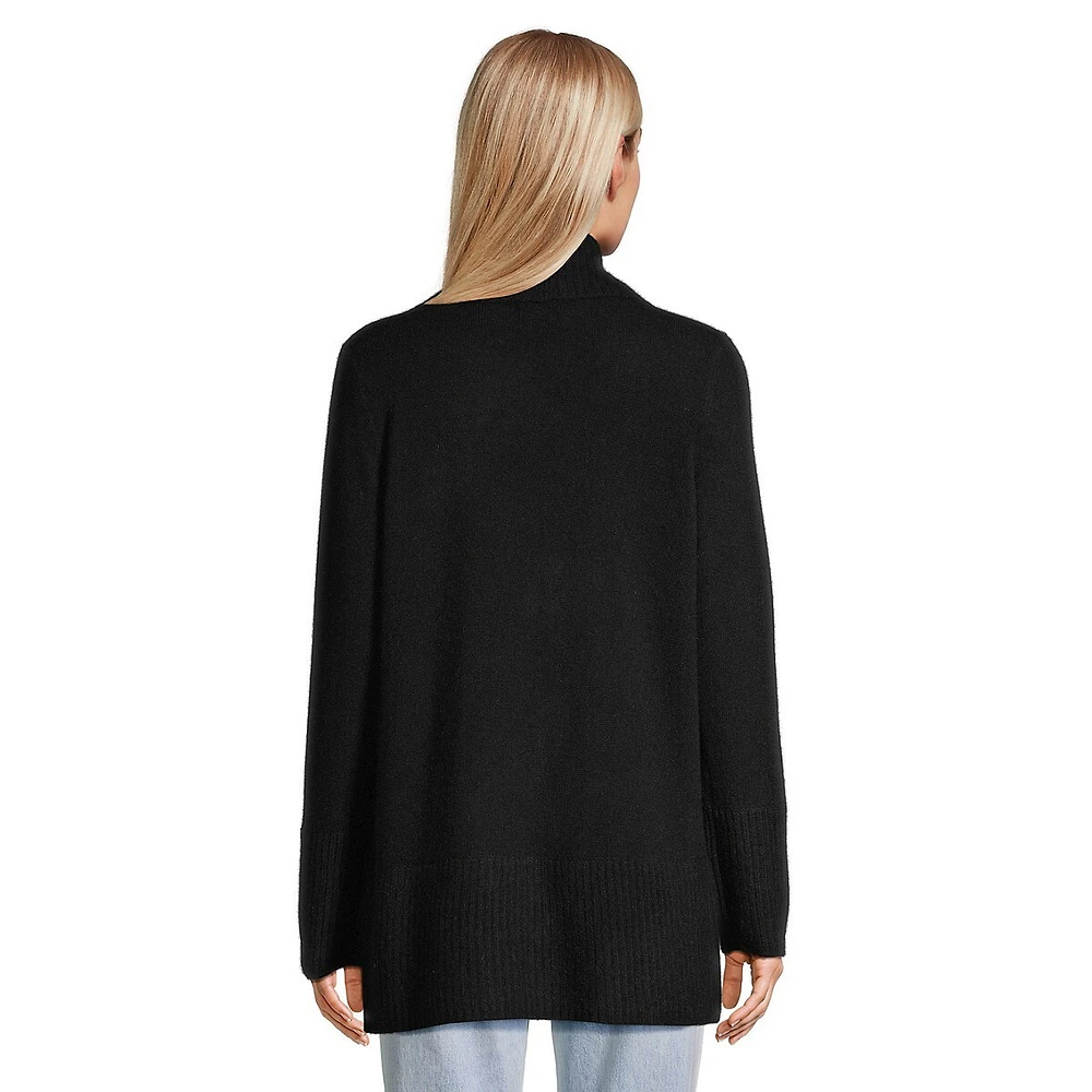 Cashmere Shawl-Collar Ribbed Duster Cardigan