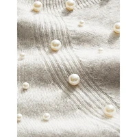 Faux Pearl-Embellished Blouson-Sleeve Cashmere Sweater