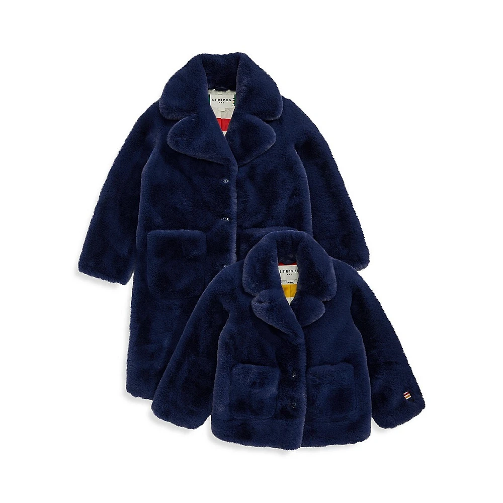 Kid's Faux Fur Long Coat