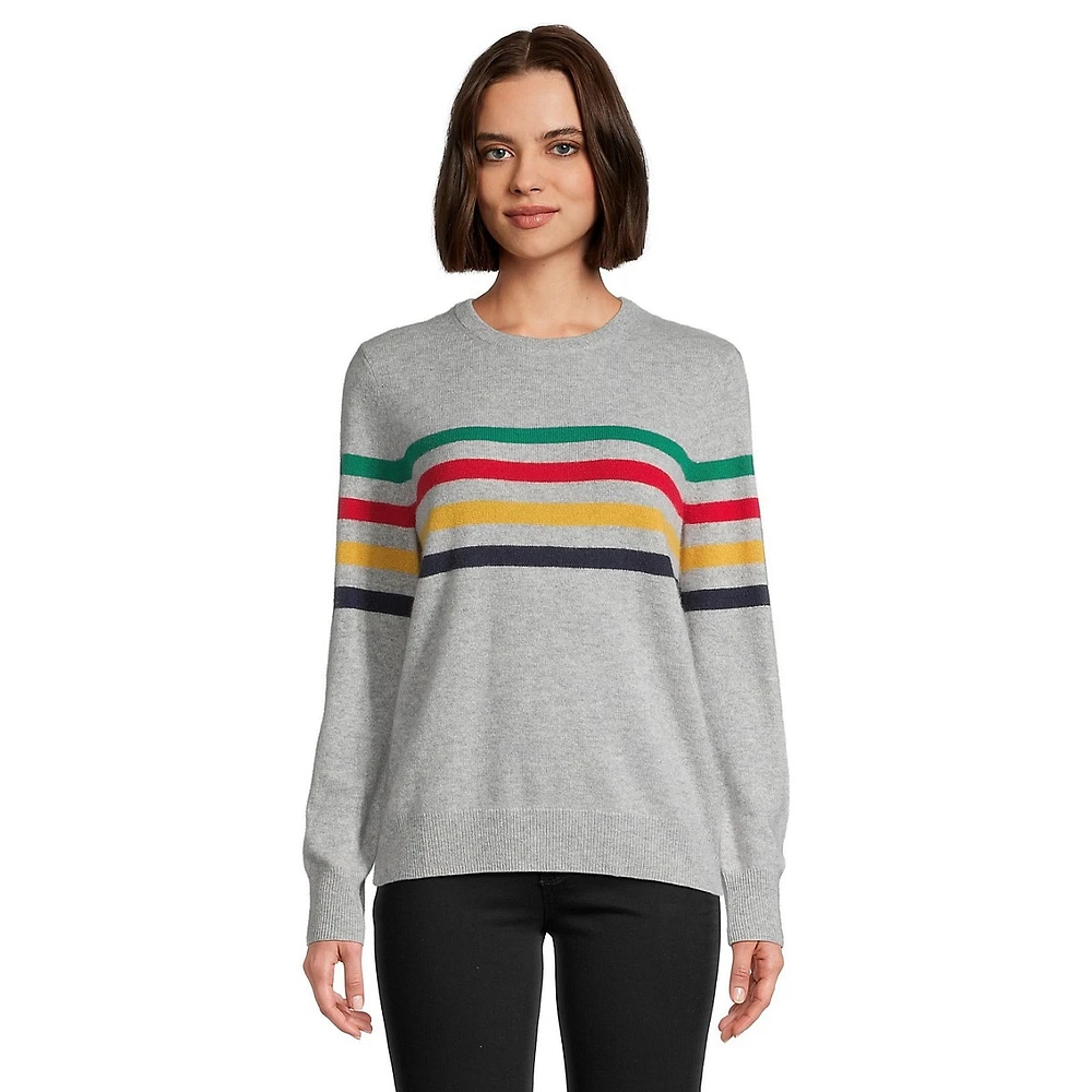 Multistripe Cashmere Crewneck Sweater