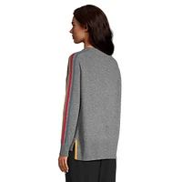 Multstripe Cashmere Raglan-Sleeve Sweater