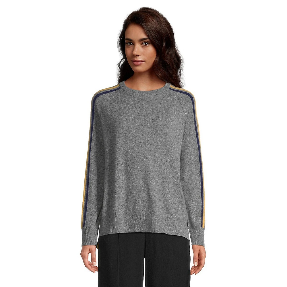 Multstripe Cashmere Raglan-Sleeve Sweater