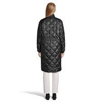 Multistripe Three-Quarter Down Puffer Coat