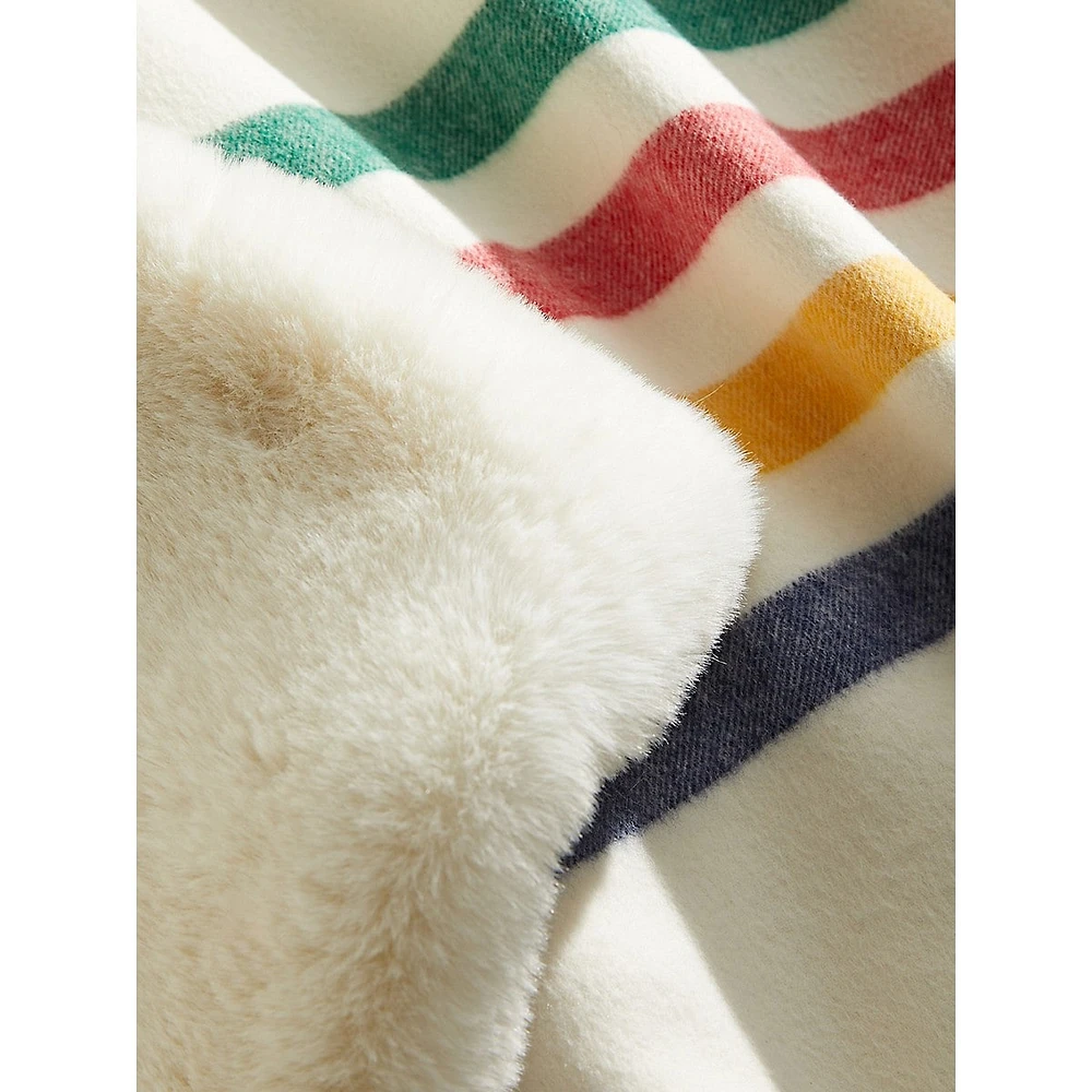 Multistripe Double-Layer Faux Fur Throw