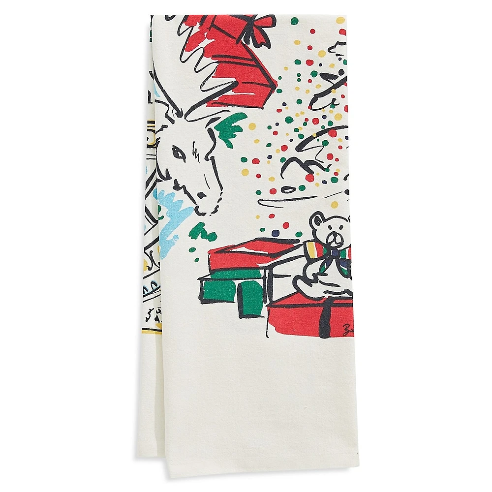 Stripes Holiday Moose Tea Towel