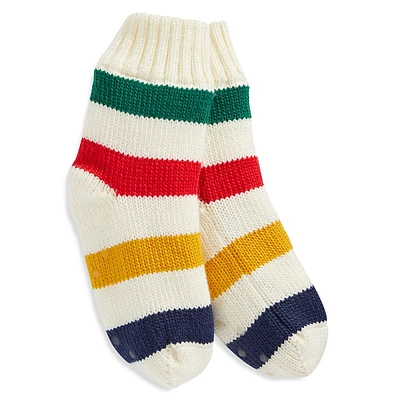 Chaussettes à doublure en similirason avec rayures multicolores