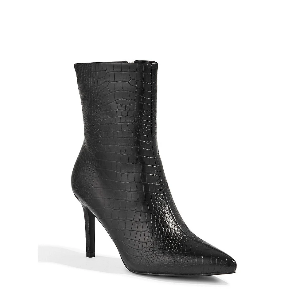 Naomy Croc-Embossed Ankle Boots