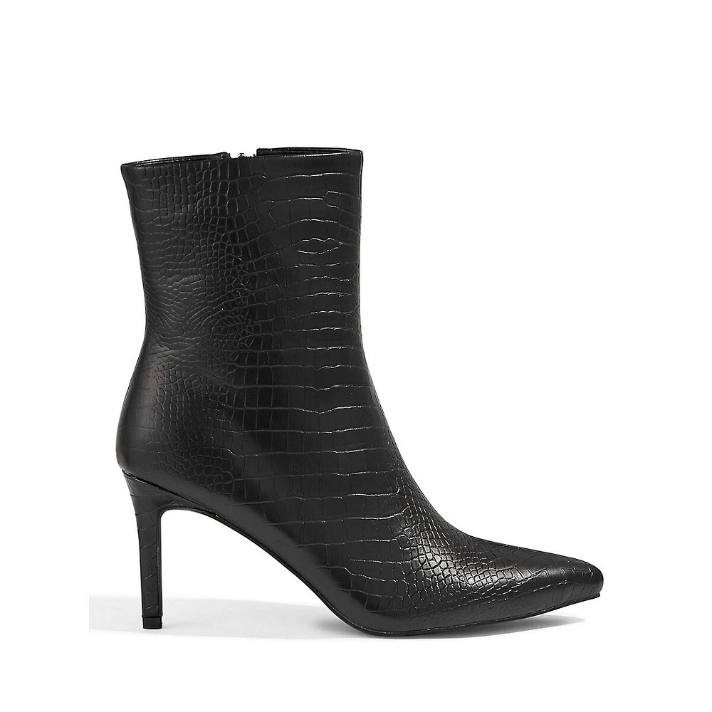 Naomy Croc-Embossed Ankle Boots