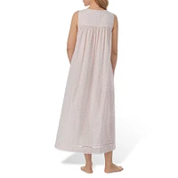 Ditsy Floral Lawn Sleeveless Long Nightgown